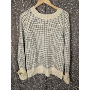 Mak B Chunky Knit Cream and Gray Cozy‎ Sweater Womens Medium